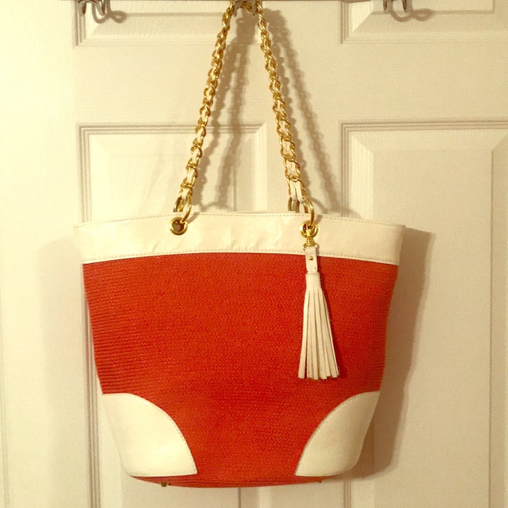 White/Orange Purse